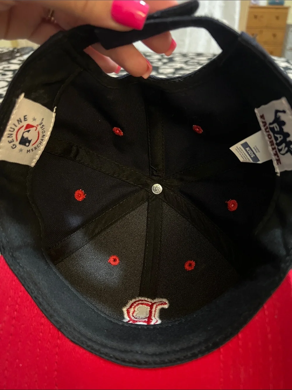 Kids Navy Baseball Cap with Red 'B' Logo